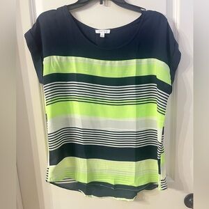 Mine Navy and Neon Green Top
